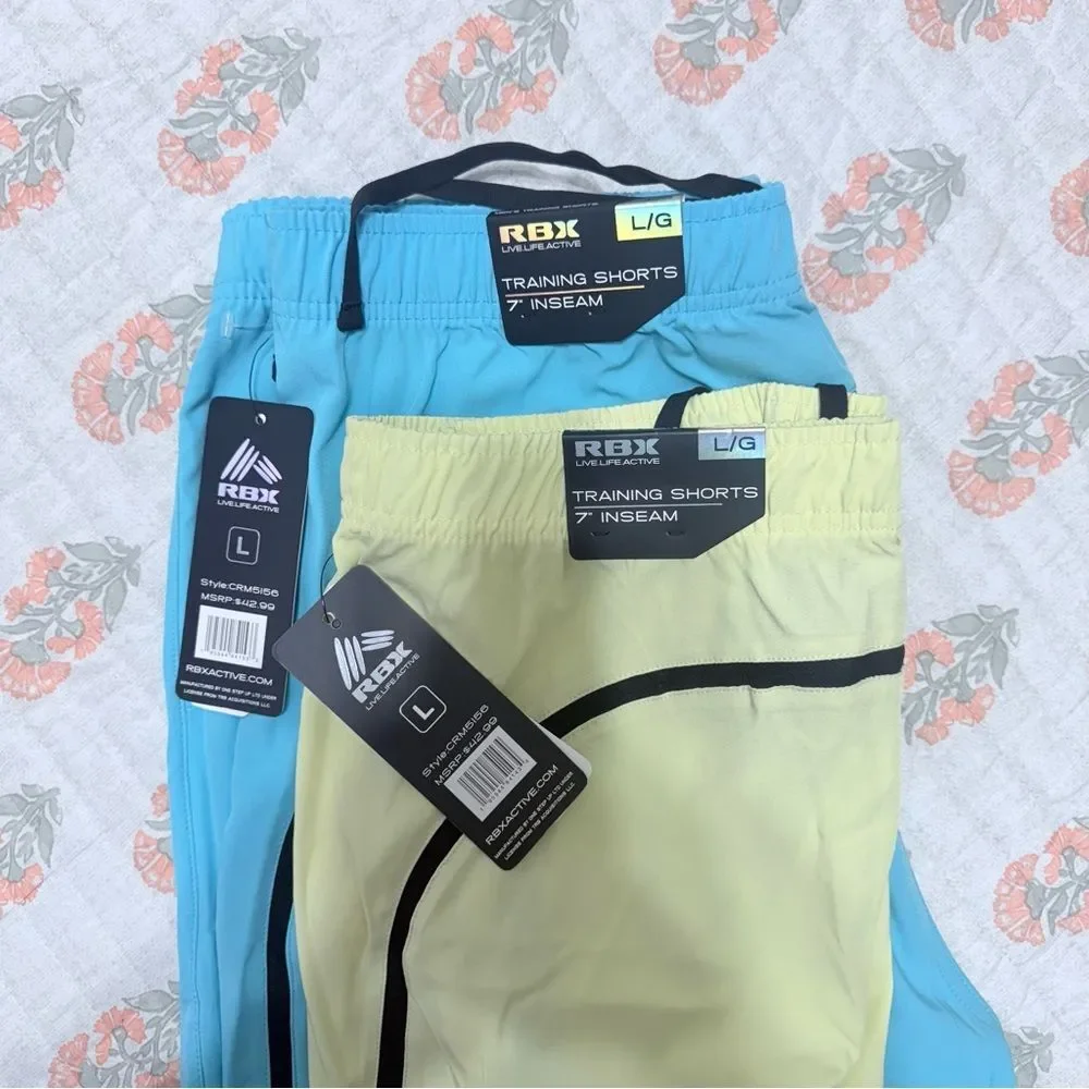 2 pair of RBX Blue and Lime Training Shorts Women Size L